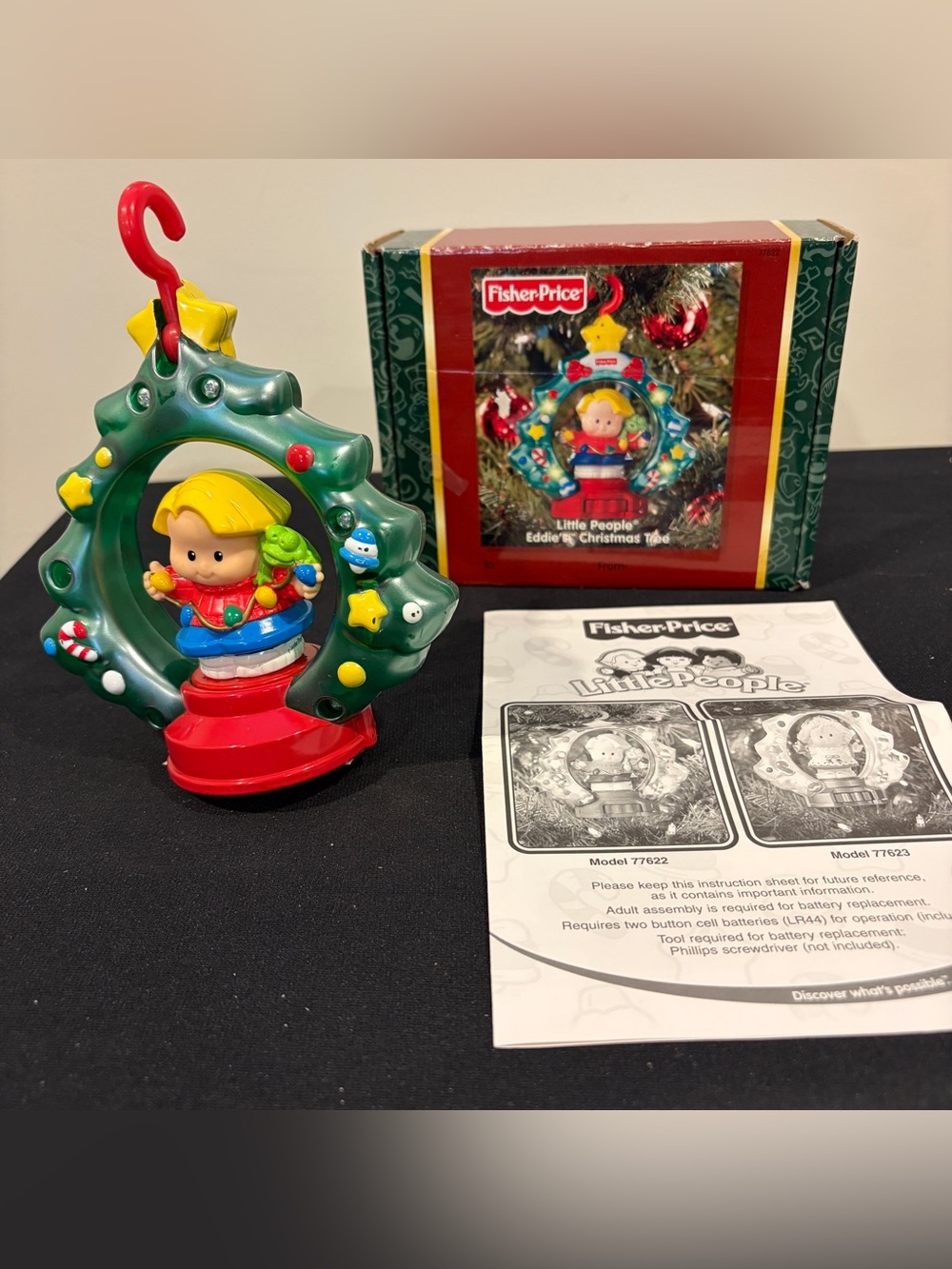 Fisher Price Little People Eddie’s Christmas Tree Ornament 2002 Mattel w/ Box